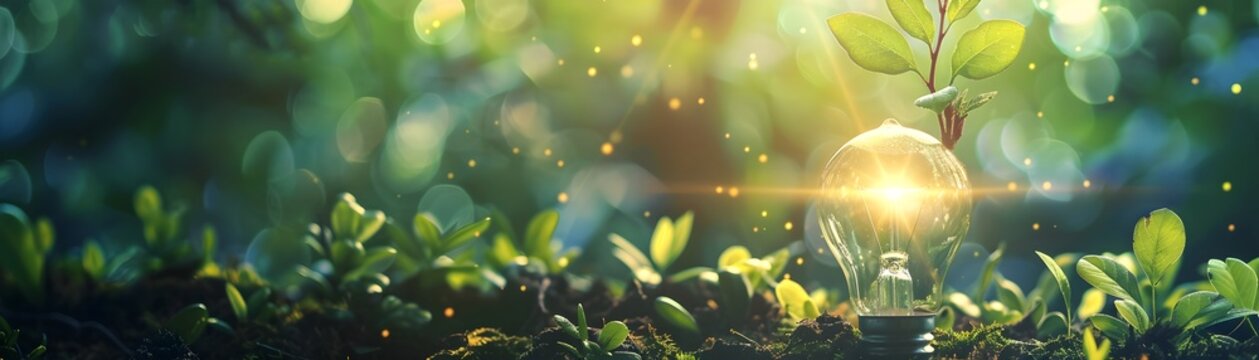Tree Growing Lightbulb Shaped Fruits Symbolizing Fruitful Ideas and Creative Growth