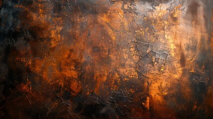 Grunge Metal Surface with Rust and Scratches Featuring Orange and Brown Textures