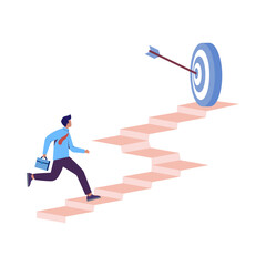 Company target achievement, business goal or objective to achieve, team strategy, leadership development, aiming for winning goal concept, businessman point arrow bullseye target to team colleagues. 