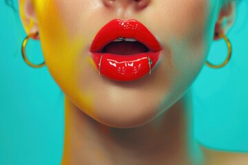 Obraz premium A woman with lips and earrings