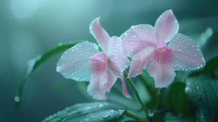 Fototapeta premium Delicate Peacock Orchid After Rain
