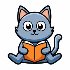 a sticker design of Cat with a tiny book