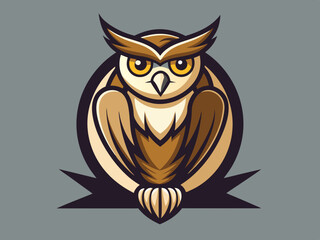 Elegant wise owl bird perch logo t-shirt