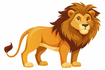 Cartoon Illustration of a Brown Lion with a Large Mane