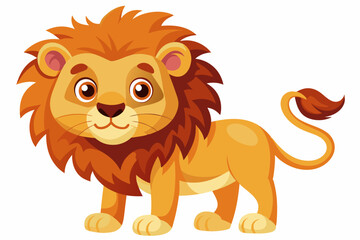 A Cartoon Illustration of a Smiling Lion with a Fluffy Mane and Tail