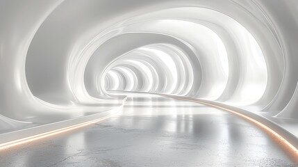 Naklejka premium White background with a symmetrical road at the bottom and light grey curves on the left and right.