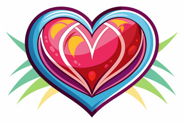 Abstract Colorful Heart with Swirling Patterns and Wings