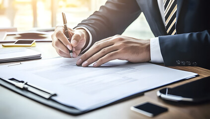 Real Estate Agents Celebrating Deal with Handshake Over Model House and Contract