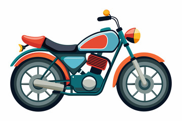 Colorful Motorcycle with Black Seat and Orange Fenders