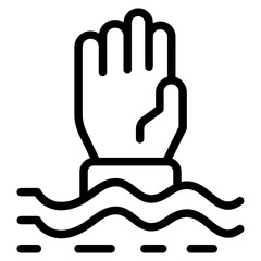 Person drowning in water icon. 