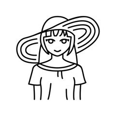 Adventure genre of manga color line icon. Character in anime style.