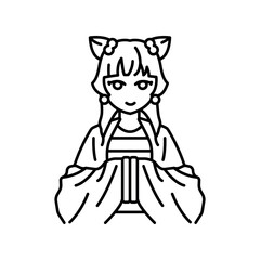 Shojo genre of manga color line icon. Character in anime style.