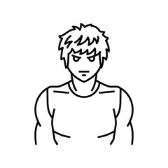 Seinen genre of manga color line icon. Character in anime style.