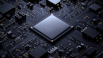 Fototapeta premium Circuit board microchips. Nanotechnology sustainable background.
