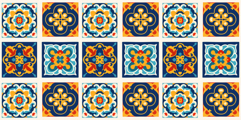 Azulejo Portuguese, Espaniol ornament texture tiles, seamless pattern