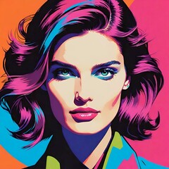Fototapeta premium Colorful portrait of a woman pop art style 