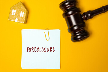 Foreclosure property concept. Legal process in which the ownership shifts to the bank or lender if...
