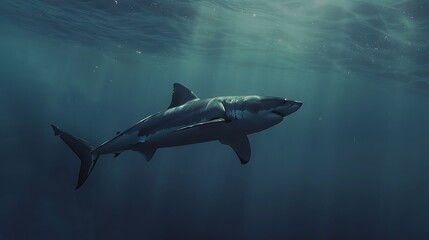 Fototapeta premium Great white shark under the sea