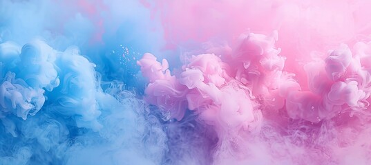 Fototapeta premium Abstract Blue And Pink Color Smoke Background, Colorful Ink In Water, Acrylic Paint Cloud, Wallpaper