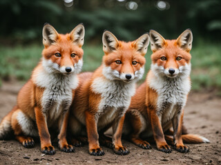 Fototapeta premium Cute foxes in nature