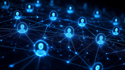 Obraz premium Network connections illustrated against a blurred crowd in a dynamic urban setting