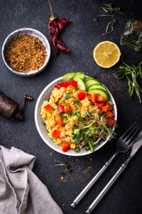 Bulgur with chickpeas and vegetables