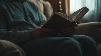 Man Reading a Book in a Cozy Chair - Relaxation and Tranquility