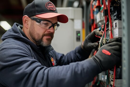 Experienced HVAC technician performing maintenance and installation services, Generative AI
