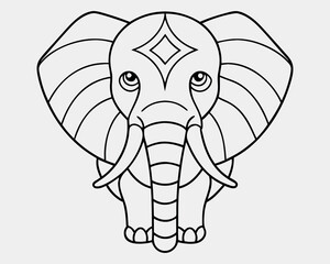 Mandala Elephant line art design and sketch