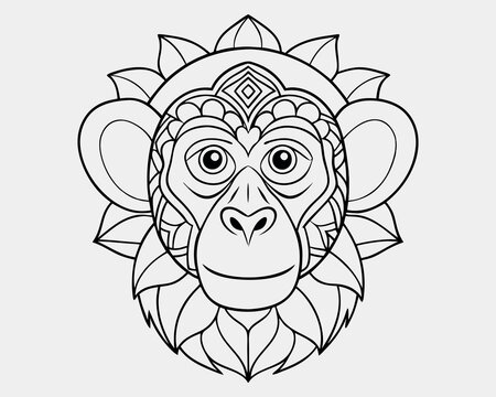 recommend clip art:  Mandala Chimpanzee line art
