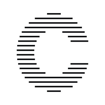 Letter C logo with abstract geometric horizontal parallel lines