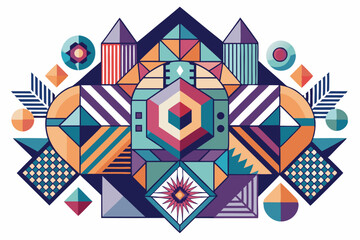 Fototapeta premium Abstract Geometric Pattern with Colorful Shapes and Patterns