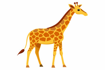 Naklejka premium Cartoon Illustration of a Yellow Giraffe with Brown Spots
