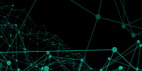 Abstract connecting dots and lines with geometric background. Geometric plexus structure cybernetic concept. Internet connection network high digital technology with connecting points and lines.