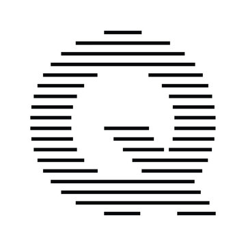 Letter Q logo with abstract geometric horizontal parallel lines