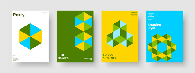 Fototapeta premium Geometric Brochure Design. Creative Flyer Layout. Isolated Report Template. Book Cover. Background. Business Presentation. Banner. Poster. Advertising. Journal. Pamphlet. Notebook. Handbill