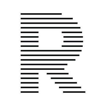 Letter R logo with abstract geometric horizontal parallel lines