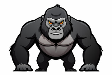 Naklejka premium Cartoon Illustration of a Powerful and Aggressive Gorilla