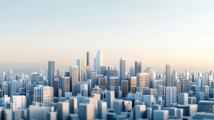 Virtual cityscape with AI-controlled systems, computing simulation environment, 3D illustration