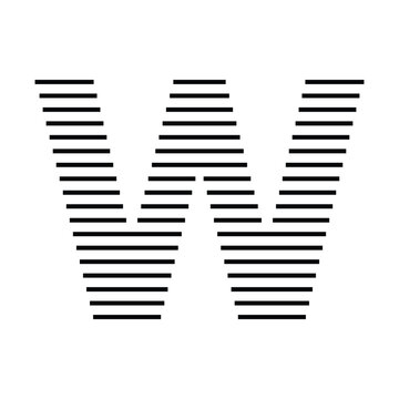 Letter W logo with abstract geometric horizontal parallel lines