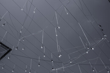 Bulbs hanging from the sky in the streets of Timisoara,Romania