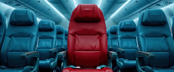 Fototapeta premium Mockup Of An Aircraft Monitor In The Cabin Of A Passenger Seat, Plane Interior