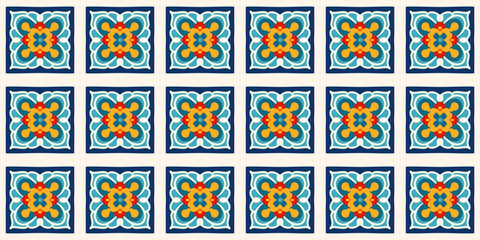 Seamless pattern of geometric ornament tiles texture, seamless pattern