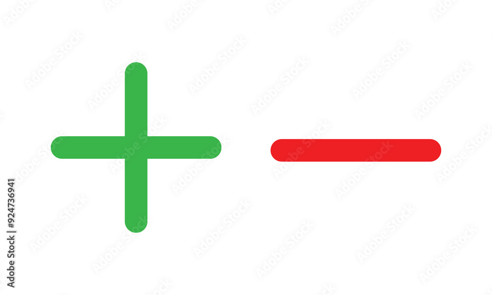 Poster plus- minus icon. subtract and add icon in color for web site and mobile app vector.