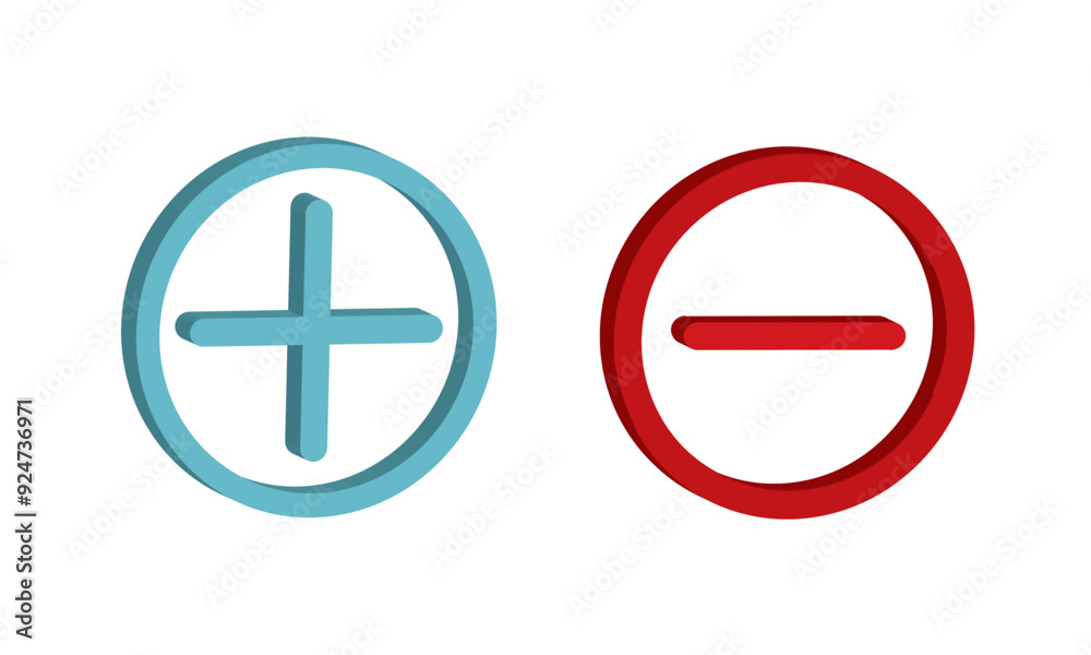 Poster plus- minus icon. subtract and add icon in color for web site and mobile app vector.