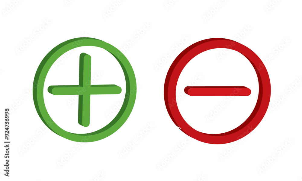 Aufkleber plus- minus icon. subtract and add icon in color for web site and mobile app vector.