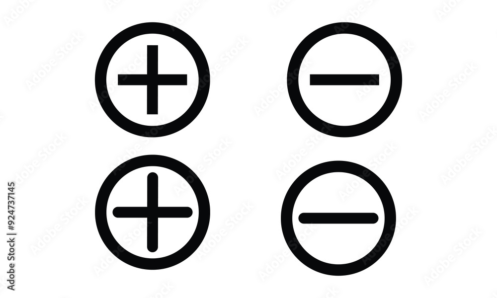 Poster plus and minus icon vector for web and mobile app. plus and minus sign and symbol. add plus and subt