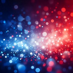 Bokeh abstract background with large blue and red circles on a dark blue backdrop. Defocused light effect for design, print, and creative projects