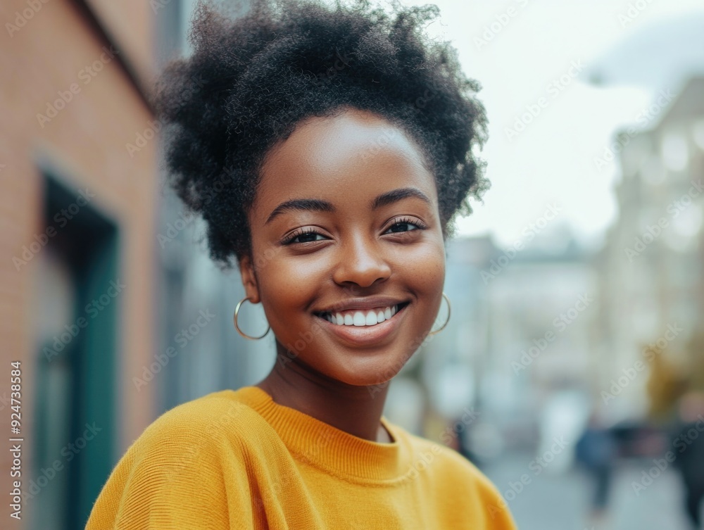 Wall mural Smiling Portrait of a Woman in an Urban Environment