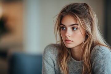 Fototapeta premium Angry dispute interrupts young woman's peaceful visit, Generative AI